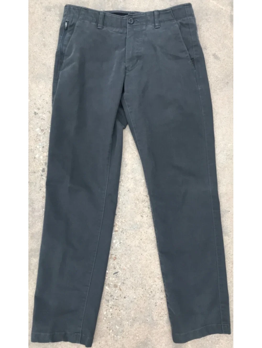 Eddie Bauer Cotton Blend Pants 33W x 30L Blue/Grey Canvas one Side Zip Pocket